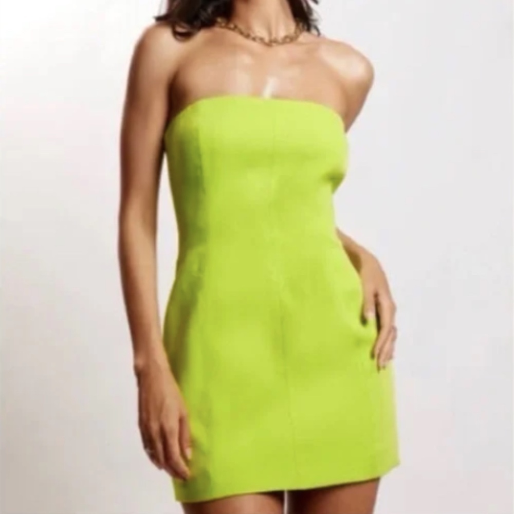 Meshki Lime Green Strapless Mini Dress